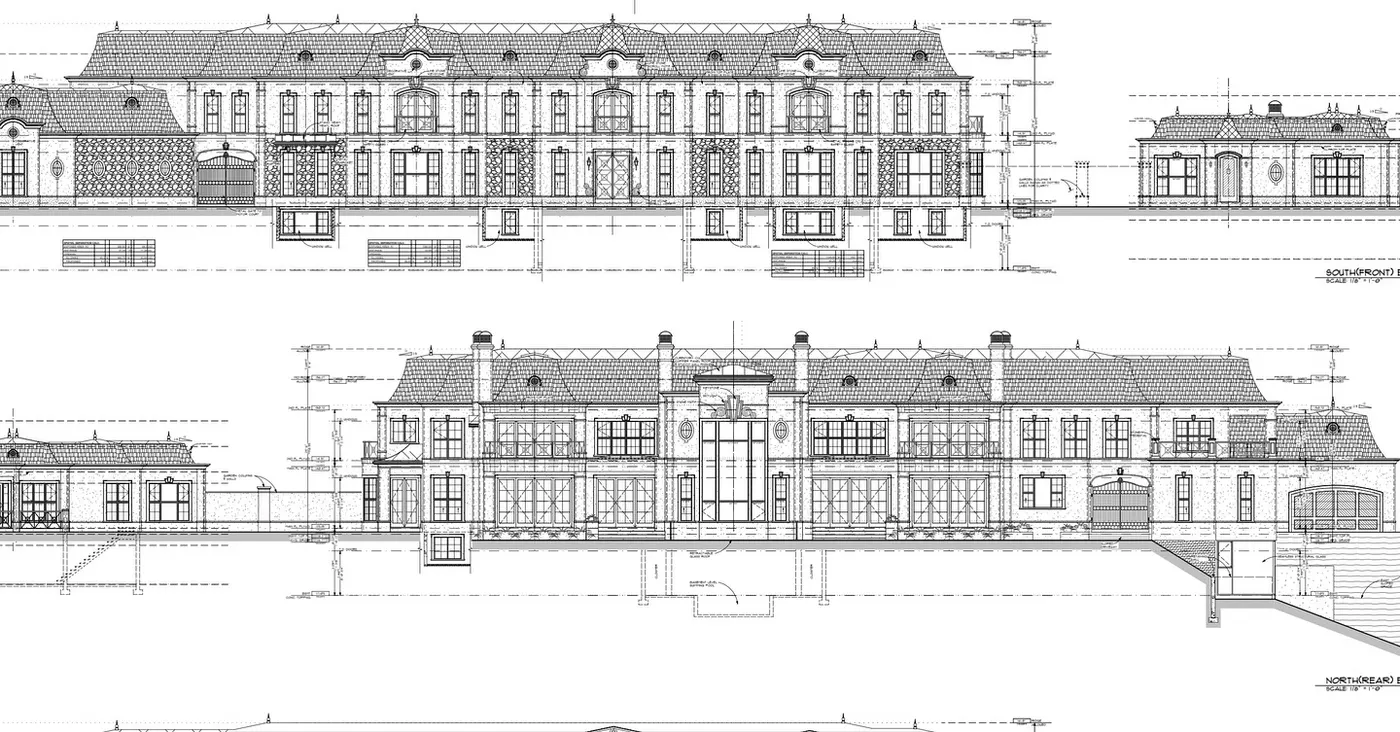 Architectural elevation drawings for a custom home